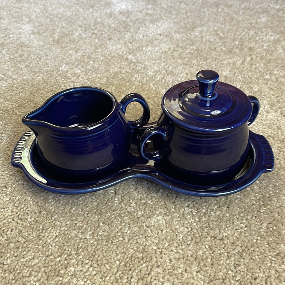 Fiestaware Cobalt Cream and Sugar